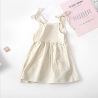 Vêtements d'été pour bébés filles de 2 à 6 ans, 4 couleurs, robes blanches en lin et coton, vente en gros