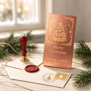 Plaque gravée en cuivre fin 999, 1000g, motif arbre de Noël - Product Image 4