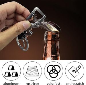 Heavy Duty Bottle Opener Zinc Alloy Cool Personalized Beer Bottle <b>Top</b> Carabiner Holder Keychain for Men Women Travel Accessories - Product Image 4