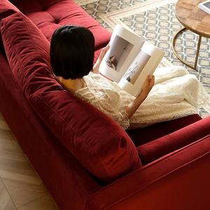 Canapé modulable en forme de I Zayshine, style rétro français, luxe, velours rouge, 3 places, salon, <span class=keywords><strong>appartement</strong></span>, villa, hôtel, sous-sol - Product Image 5