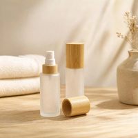 Kemasan Kosmetik Kelas Atas 30ml 50ml 100ml 120ml 150ml Botol Semprot Kaca Matte Frosted Dengan Sprayer Kabut Bambu