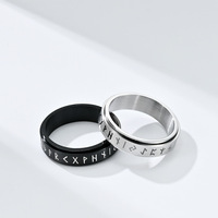 Vente flash - Bague tendance nordique avec runes vikings, logo flocon de neige, en acier inoxydable
