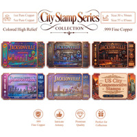 Barre de cuivre pur 999 de 1 oz et 5 oz, colorée, en relief, avec motif de monument, édition premium, édition cadeau avec aimant City Pass, articles de collection