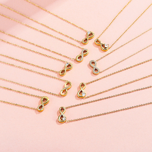<span class=keywords><strong>Collier</strong></span> <span class=keywords><strong>personnalisé</strong></span> vintage avec pendentif numéro porte-bonheur en zircon et breloque boucle infinie en acier inoxydable plaqué or 18 carats pour <span class=keywords><strong>femme</strong></span> - Product Image 3