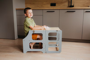 Zzm Europe 3 en 1 Transformable Modern & Farmhouse Torre de cocina de madera Tobogán Diseño de cama plegable para dormitorio de niños - Product Image 6