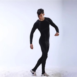 Conjunto de <span class=keywords><strong>Camiseta</strong></span> Negra de Manga Larga para Hombre, Pantalones Cómodos Sin Costuras, <span class=keywords><strong>Camiseta</strong></span> Larga Deportiva, Ropa <span class=keywords><strong>Interior</strong></span> Deportiva - Product Image 6