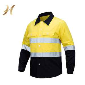 Kemeja seragam kerja garis reflektif, pakaian keamanan industri disesuaikan untuk pria, pakaian konstruksi - Product Image 4