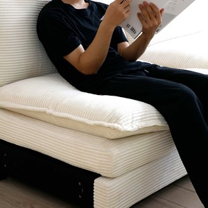 Mid- Modern 3-Seater Sectional <b>Sofa</b> Set with 2 Arm Pillows & 3 Throw Pillows Corduroy Fabric Apartment & Hotel Use - Product Image 4