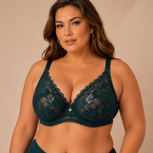 Soutien-gorge push-up élégant en dentelle pour femme, bonnet complet, maintien à armatures, finition satinée lisse - Product Image 1