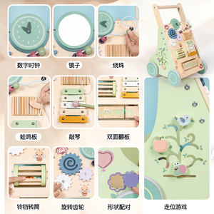 Passeggiatore in legno regolabile in altezza con freni, attività di apprendimento di alta qualità giocattolo per sviluppare <span class=keywords><strong>le</strong></span> capacità <span class=keywords><strong>motorie</strong></span> e la creatività - Product Image 5