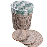 Grand panier en rotin flexible fait à la main Poubelle à linge en osier durable Doublure en coton détachable Rangement à domicile Cartons d'organisation