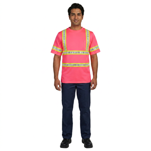 Wholesale Customized Logo Printing Lightweight <b>Hi</b> <b>Vis</b> Anti-static Polyester Reflective Safety <b>T</b>-<b>Shirt</b> for Men Construction - Product Image 1