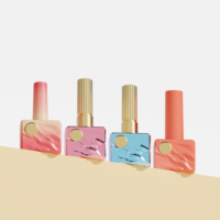Flacon vide de 12 ml pour vernis gel UV, étiquette privée, en verre carré, avec base en caoutchouc et pinceau