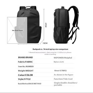 Mochila escolar antirrobo impermeable de nailon unisex de gran capacidad con logotipo personalizado, mochila de viaje para ordenador portátil para estudiantes - Product Image 2