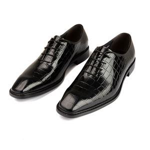 Zapatos de Cuero Modernos y Versátiles para Hombre, Hechos a Mano, con Punta Cuadrada Brillante, con Cordones, Cómodos, Transpirables y Ligeros, para Bodas - Product Image 6