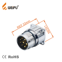 Connecteur mâle WEIPU circulaire IP67 20A 300V connecteur de câble d'alimentation à sertir à bride carrée