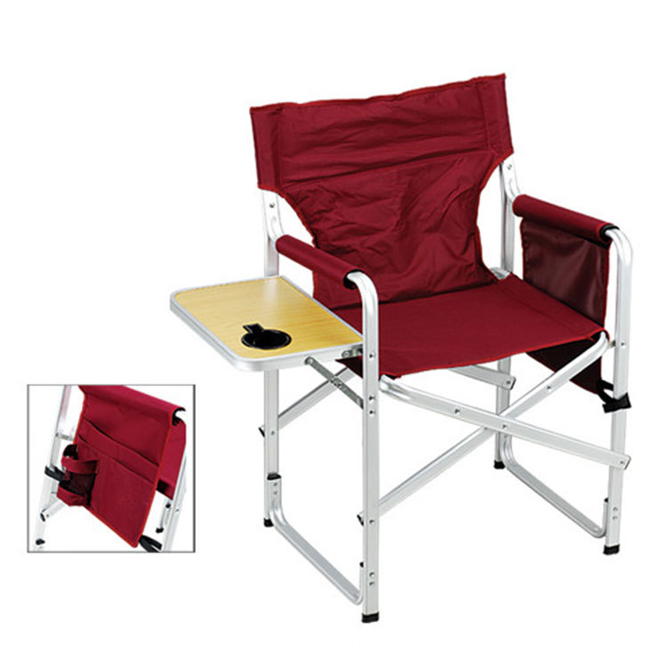 Grand Extérieur Toile Portable En Aluminium Camping Chaise Pliante avec Table D'appoint En Gros À Vendre