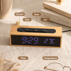 <span class=keywords><strong>Radio</strong></span>-<span class=keywords><strong>réveil</strong></span> numérique portable EMAF avec écran LED <span class=keywords><strong>en</strong></span> acrylique, affichage de la température, boîtier <span class=keywords><strong>en</strong></span> bambou <span class=keywords><strong>naturel</strong></span> et <span class=keywords><strong>radio</strong></span> FM - Product Image 2