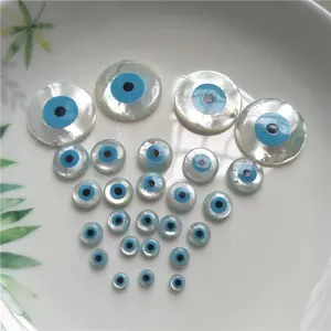 Wholesale Natural Mother of Pearl Shell Turkey Round Evil Eye Beads Jewelry Making Accessories Material