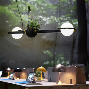 Lustre <span class=keywords><strong>en</strong></span> <span class=keywords><strong>fer</strong></span> <span class=keywords><strong>forgé</strong></span> pour plantes, éclairage décoratif pour îlot <span class=keywords><strong>de</strong></span> bar, comptoir <span class=keywords><strong>de</strong></span> salle à manger, style nordique moderne minimaliste - Product Image 2