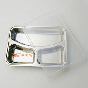 Nắp Nhựa <span class=keywords><strong>3</strong></span> Phần Hộp Cơm Trưa Bằng Thép Không Gỉ Khay Ăn Tối Có Ngăn Chia - Product Image 2