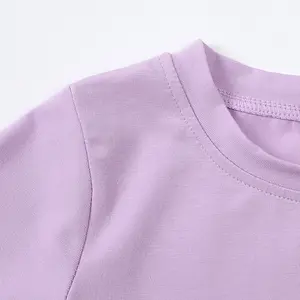 Yaz T Shirt yürüyor çocuk bebek giyim erkek kız rahat nefes örme düz renk özel Logo desen baskı düşük adedi