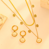 Ensemble de colliers superposés à double couche, boucles d'oreilles en acier inoxydable en forme de goutte d'eau, vente en gros de bijoux pour femmes
