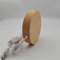 Lampe LED en bois moderne avec interrupteur USB, lumière blanche chaude, couleur RGB, 6 cm, 7 cm, 8 cm, 10 cm, base LED 3D pour boule de cristal
