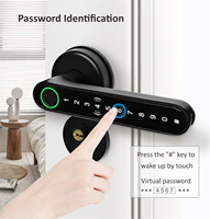 Poignée de porte intelligente biométrique en alliage de zinc de haute qualité avec déverrouillage par empreinte digitale, application TTlock, mot de passe, carte RFID IC, NFC