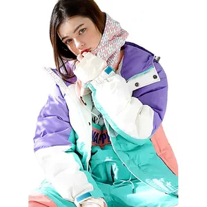 Manteau de Sports d'extérieur Long, pour femmes, Logo personnalisé, OEM/ODM, vert, violet, pour Snowboard, Ski actif, veste d'hiver