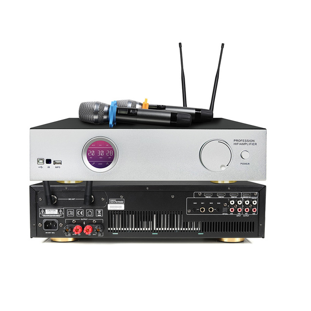 3-in-1 Professional 450w Karaoke System with Wireless Microphones and Power Amplifier for Home Theater Singing Party