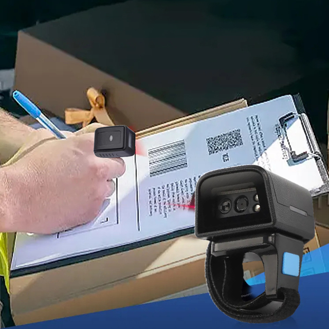 Bide Bluetooth Wireless 2D Barcode Ring Scanner with Zebra engine Compatible with Bluetooth Function & 2.4GHz for Windows Mac