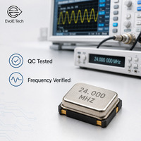 Resonador de Cristal de Cuarzo Industrial SMD de 24MHz, 20pF, 30ppm, Bajo ESR, Frecuencia Verificada, Módulos de Control IoT de Montaje Superficial