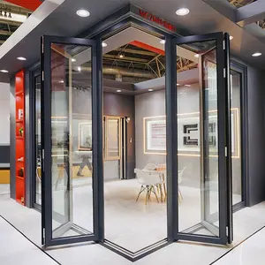 सुपर बड़े खोलने डिजाइन तह दरवाजे आउटडोर गर्मी इन्सुलेशन एल्यूमीनियम कांच द्वि गुना दरवाजा
