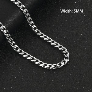 Collier chaîne cubaine en acier inoxydable 3.5/5/6/7/8/9mm pour hommes et femmes, collier ras du cou épais en métal couleur argent, accessoire punk, bijoux - Product Image 3