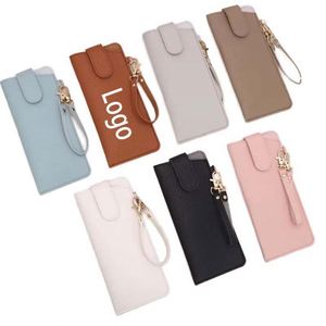 Étuis et sacs à lunettes en cuir PU gaufré mignons, pochette portable simple à suspendre avec logo personnalisé, cadeaux publicitaires promotionnels - Product Image 1