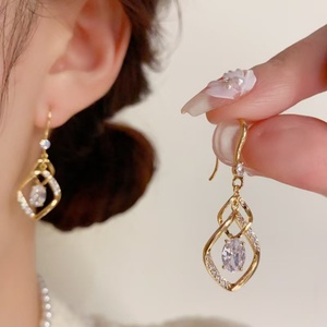 Simple Fashion Gold Plated Ear <b>Hook</b> <b>Earring</b> Dainty Hollow Twist Zircon Charm <b>Earring</b> - Product Image 2