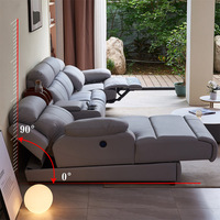 Moderne Dernier Cercle Noir Rekliner Canapé Électrique Média Canapé en Cuir Inclinable Puissance Double Chargeur Réglable Ensemble Inclinable