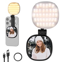 Lampe à selfie LED magnétique 2W avec miroir, rotation à 360°, rechargeable par USB C, pour maquillage, appels vidéo, vlog