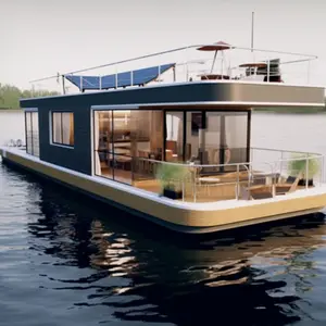 新设计的房子船豪华铝浮桥房子出售