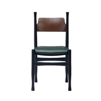 Chaise de salle à manger vintage en bois massif avec siège rembourré pour café, restaurant, hôtel
