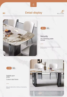 Table à manger moderne en marbre et acier inoxydable pour 12 personnes, design de table à thé, cuisine, table à manger en marbre de luxe