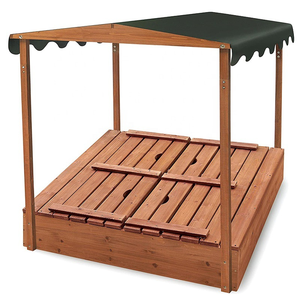 Bac à sable en bois sensoriel interactif pour enfants avec couvercle pour banquettes pliables pour <span class=keywords><strong>jardin</strong></span> et pelouse - Product Image 4
