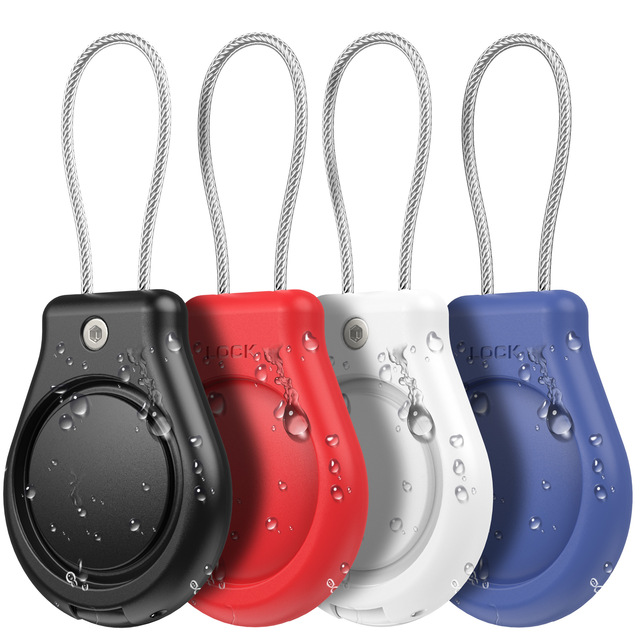 JOYFFO Metal Key Chains Airtag Holder and Secure Lock Case with Wire Cable AirTag Keyring Luggage Tag for Men and Women