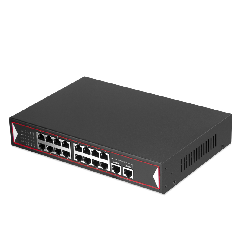 120 W 16 порт 100 M Ethernet коммутатор POE + 2 гигабитных RJ45 PoE порт для IP камеры