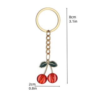 Lindo Llavero Mini Cereza de Metal, Colgante para Teléfono, Accesorio para Coche, Colgante para Bolso - Product Image 4