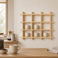 Étagère murale en bois, grille de rangement en cubes, organisateur de présentation en bois naturel pour la cuisine, le salon, le bar à café, la décoration de la maison