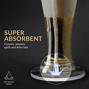 Sottobicchieri Set di 6 sottobicchieri assorbenti con supporto in marmo stile mare per tavolino da caffè - Product Image 6