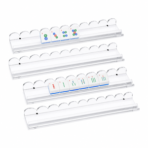 Support de rangement pour tuiles de mahjong en acrylique transparent, lot de 4, pliable et empilable, avec bords festonnés, accessoires de mahjong pour le jeu - Product Image 5