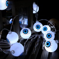 Guirnalda de Luces LED de Halloween con Ojos Fantasmagóricos, Funciona con Pilas, para Decoración de Jardín, Hogar, Fiestas y Casas Encantadas